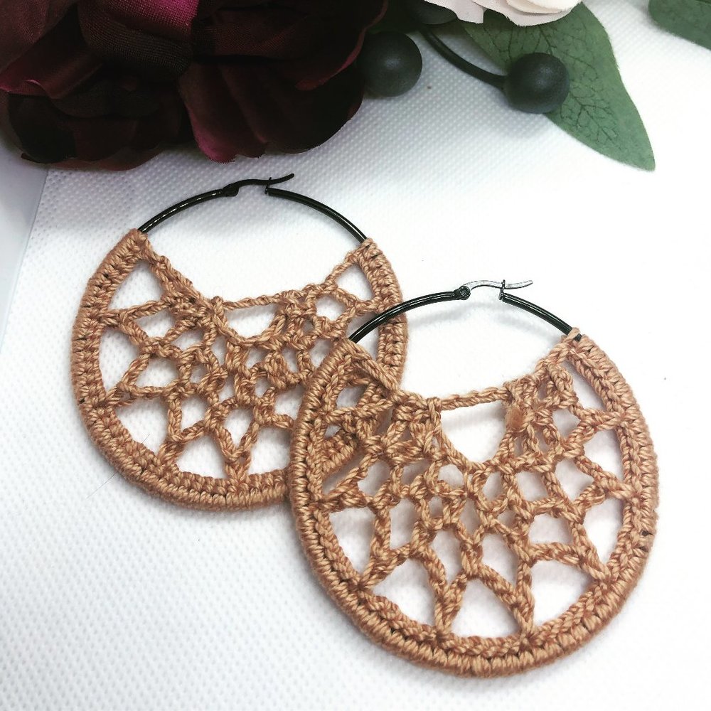 Crochet Hoop Web Earrings